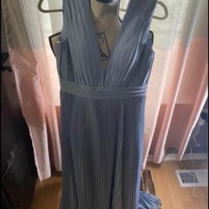 Dusty blue deep v brides maids dress